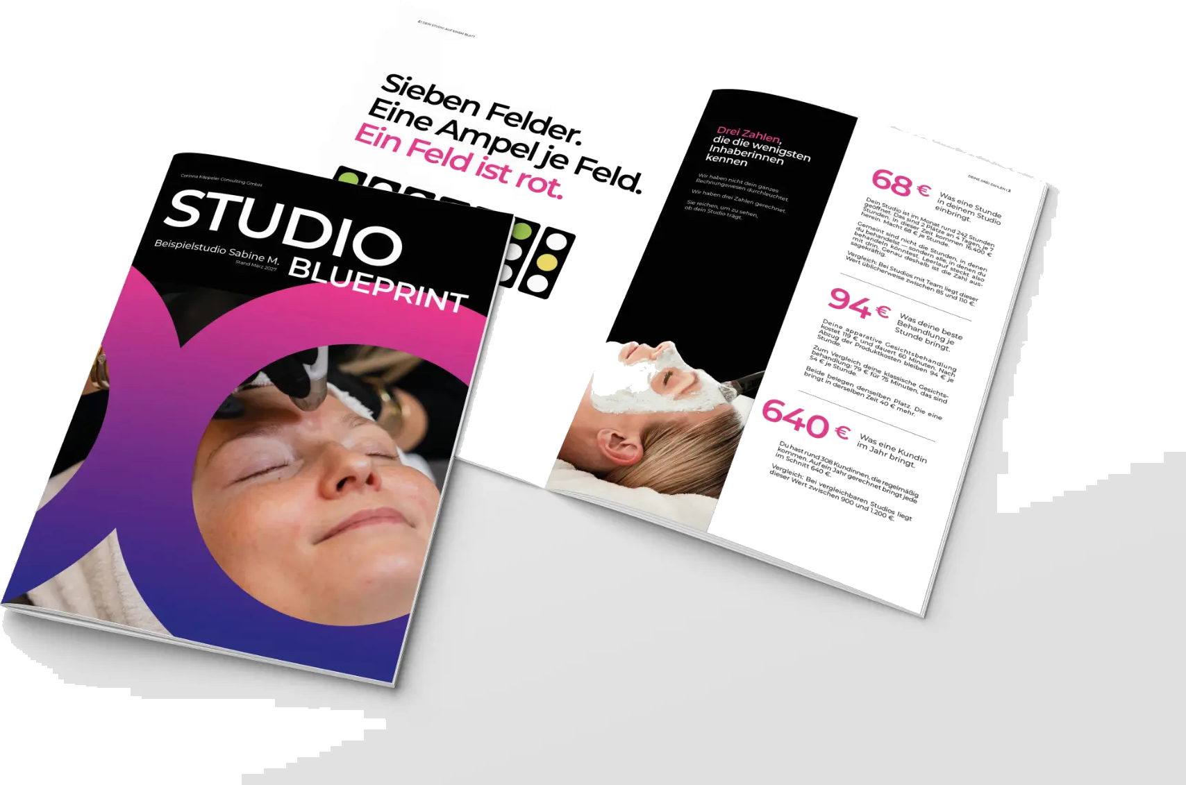 Studio-Blueprint: Titelblatt und aufgeschlagene Doppelseite